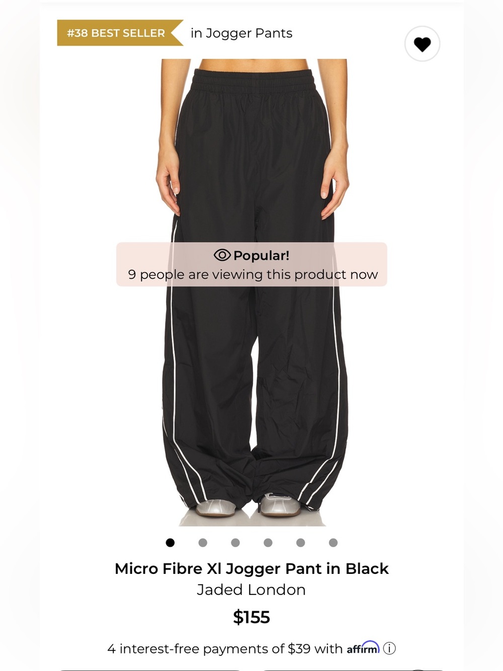 Jaded London Black Jogger Pants